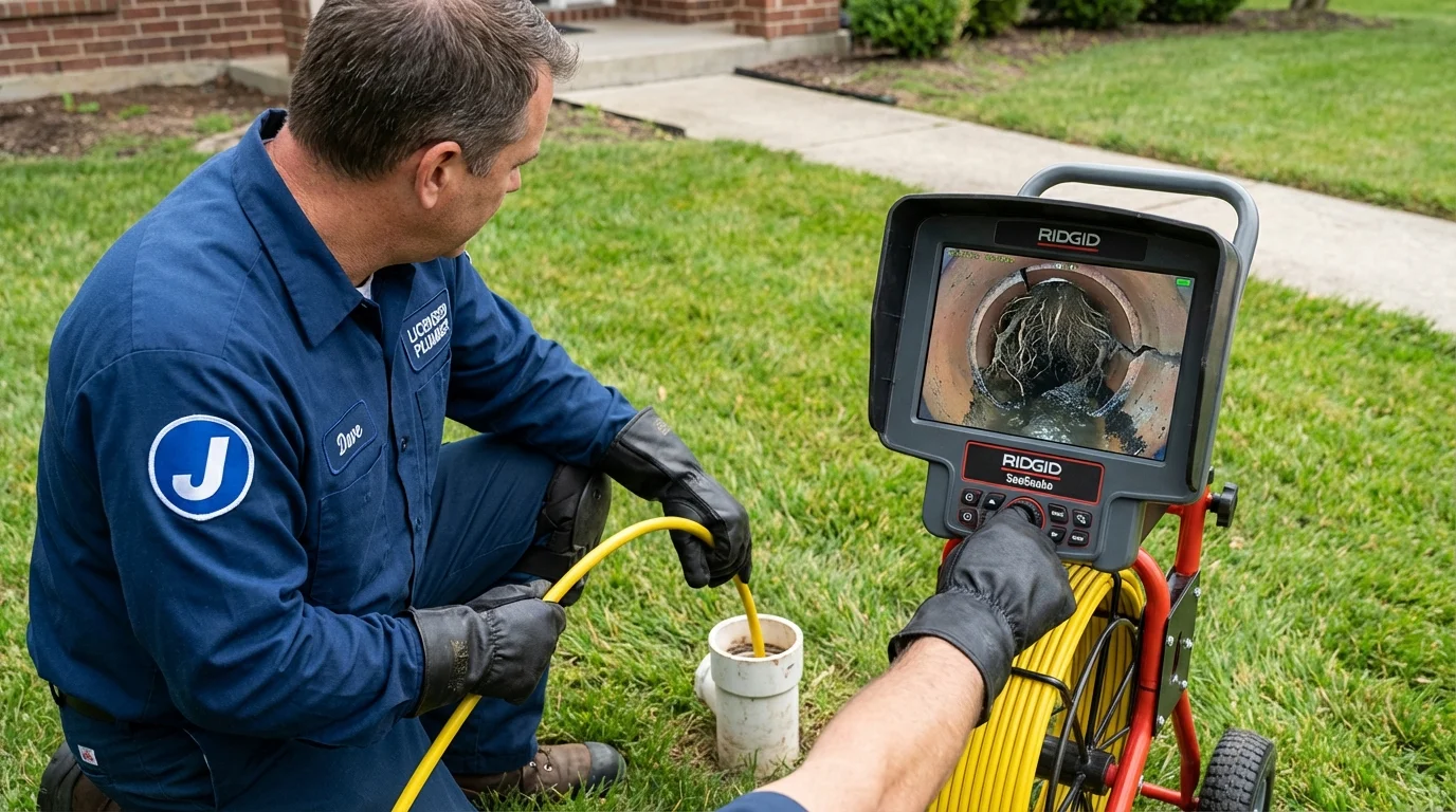 Sewer camera inspection being performed by Johns Plumbing LLC in Pinehurst
