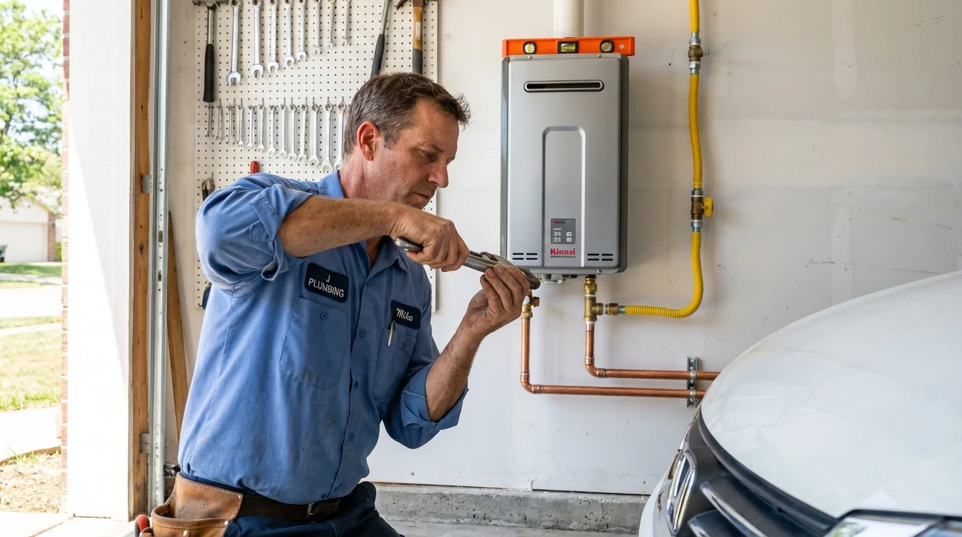 Tankless water heater installation by a Johns Plumbing LLC plumber in Pinehurst